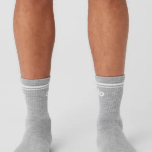 Chaussette unisexe mi-mollet rétro Gris 7 Chaussette unisexe mi-mollet rétro Gris – Image 3